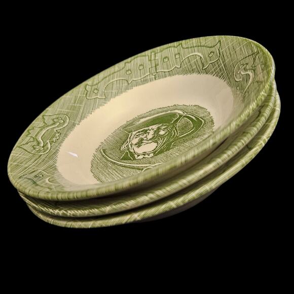 Royal Ironstone Old Curiosity Shop Green Fruit Dessert Bowls 5.5" Set of 3 - Picture 3 of 5